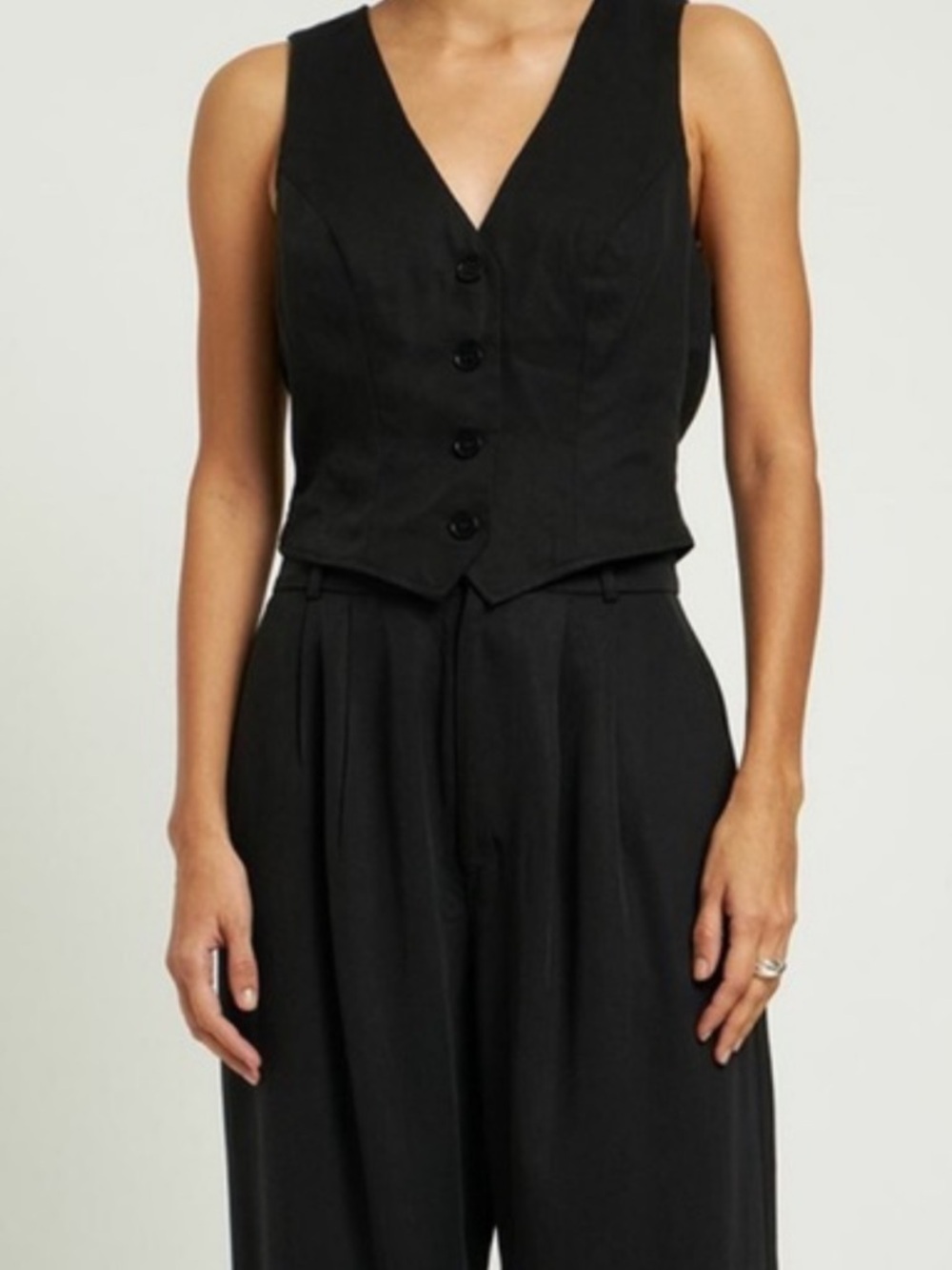 Abercrombie & Fitch Black Tailored Vest Linen